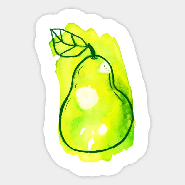 Green Yellow Watercolor Pear Sticker by saradaboru